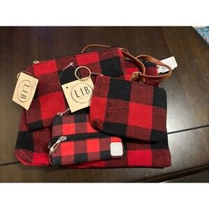 Red Buffalo Plaid Crossbody/Clutch Bags 4 Pack
